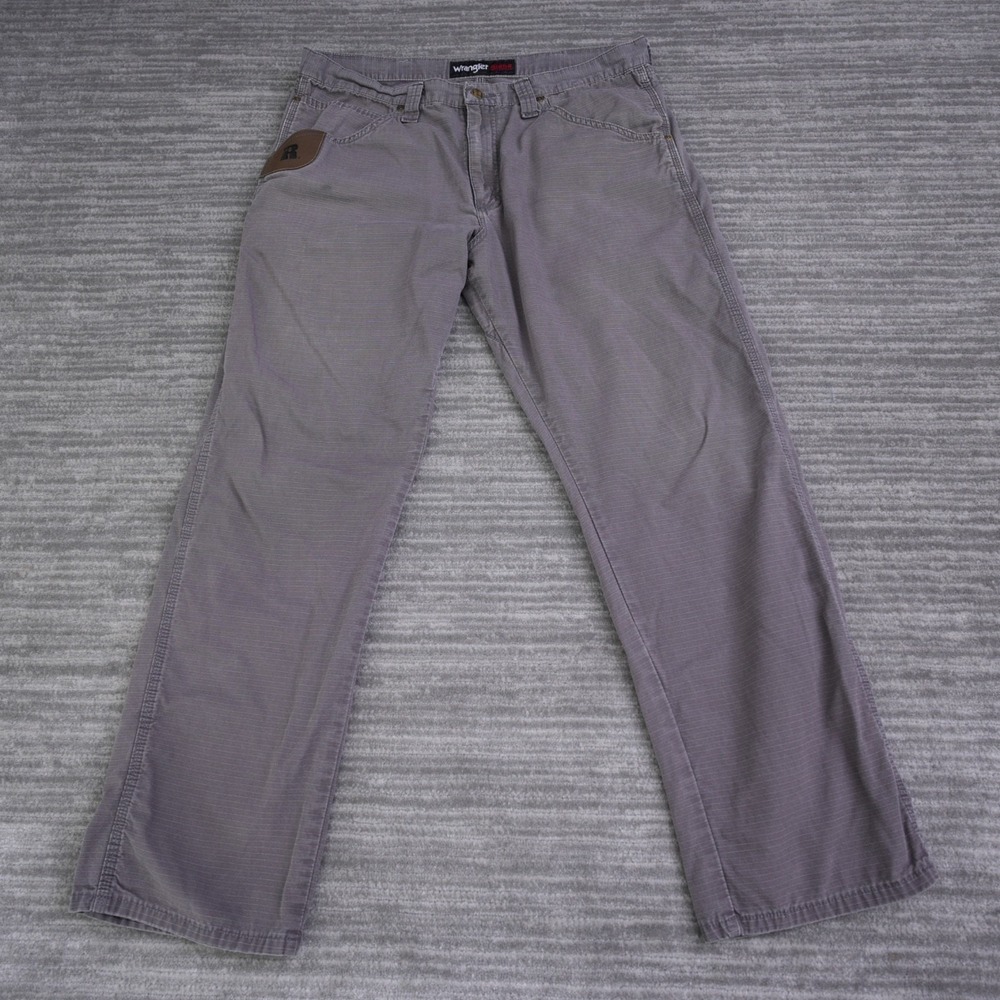 Wrangler Workwear Riggs Pants Men Gray Chino Straight Mid Rise 35x30 (Fit 35x29)